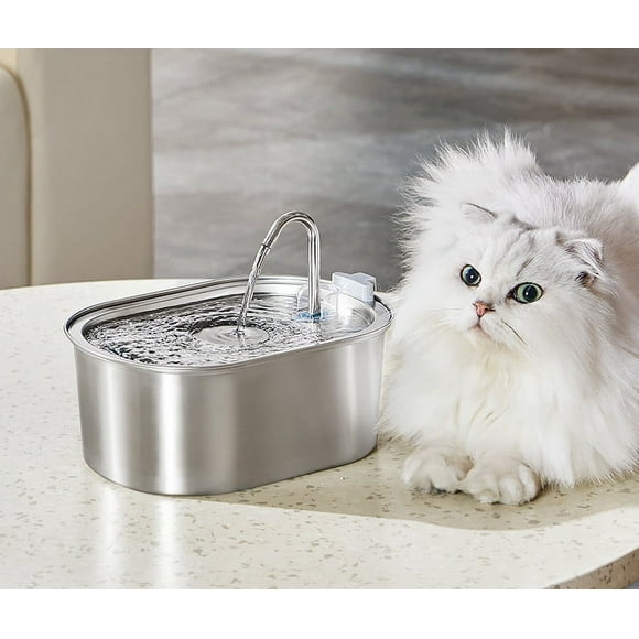 Cagogo under $5 Pet Water Fountain, 3.2L Stainless Steel Pet Water Fountain, SUS304 Cat Water Dispenser with Quiet Pump, Automatic Circulating Dog Drinking Fountain