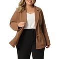 thumbnail image 1 of GRACE & GRANDEUR Blazer de Bureau pour Femme Grande Taille d'Automne à Revers Cranté, Boutonné, 3X Brun, 1 of 5