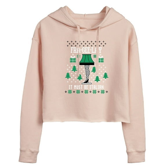 A Christmas Story - Frageelay Leg Lamp Ugly Sweater - Juniors Cropped Pullover Hoodie