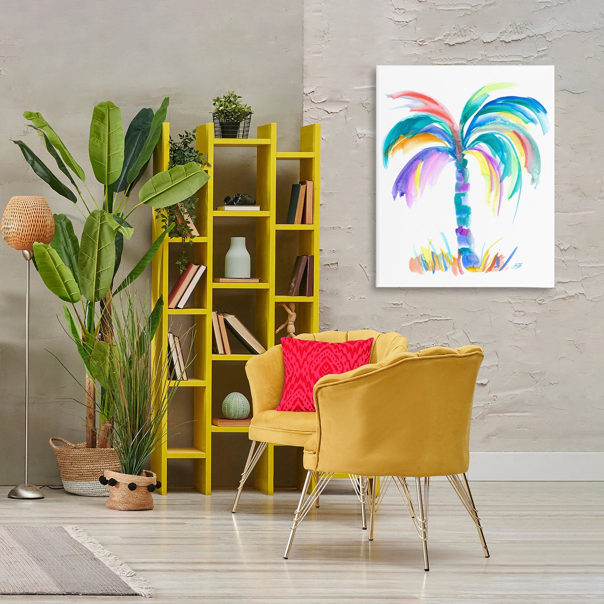 Stupell Industries Brushed Palm Tree Botanical & Floral Painting Gallery Wrapped Canvas Art Print Wall Art, 30 x 40