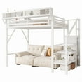 thumbnail image 5 of Mirightone Twin Size Loft Bed with Stairs and Storage, Metal Loft Bed Frame with A Shelf and Large Under-Bed Space, Heavy-Duty Loft Beds for Boys Girls Teens, White, 5 of 7