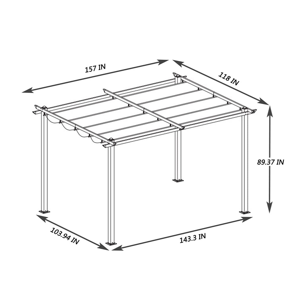 Kadyn 13 x 10 Ft Wedding Sun Shelter, Retractable Outdoor Canopy Tent for Terraces, Waterproof Tent for Backyard, Gray Kadyn 13 x 10 Ft Wedding Sun Shelter, Retractable Outdoor Canopy Tent for Terraces, Waterproof Tent for Backyard, Gray