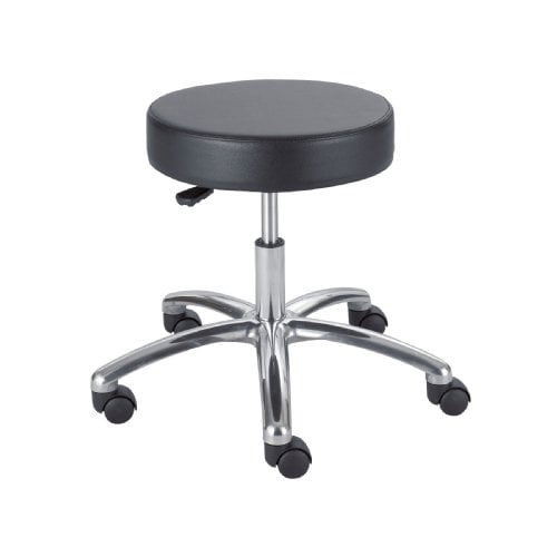Safco Products Lab Stool, Pneumatic Lift , Black, Chrome Base, Height-Adjustable Base, Easy-to-Clean Vinyl Stool