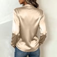 thumbnail image 4 of IUYRTFE Women's Satin Wrap V Neck Long Sleeve Blouse Draped Front Elegant Casual Work Top, 4 of 9