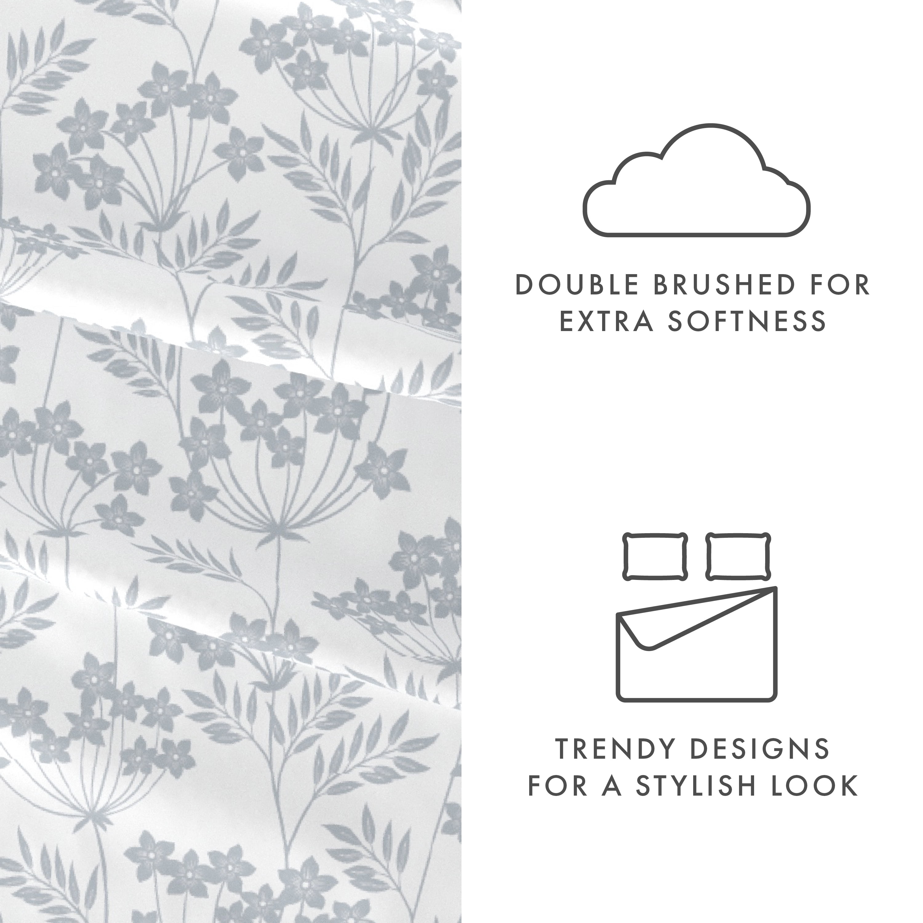 Noble Linens 4 Piece Pattern Microfiber Bed Sheets Set, Light Blue Chantilly Lace Style, King
