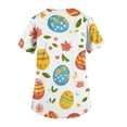 thumbnail image 4 of DENGDENG Easter Scrub Shirts for Women Bunny Easter Eggs Printed Workwear Nurses Uniforms Clearance V Neck Short Sleeve T-Shirts Funny Rabbit Scrub Tops with Pockets Yellow S, 4 of 6