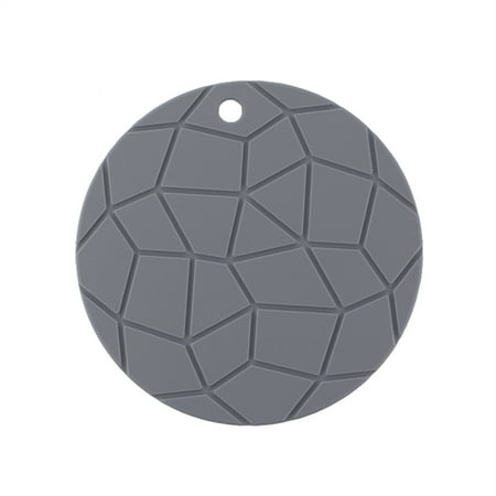

Safe Silicone Non Hot Pad Dinnerware Hanging Grey Round Pot Holder Washable Portable Placemat Thermal Insulation Tablemat for Bak
