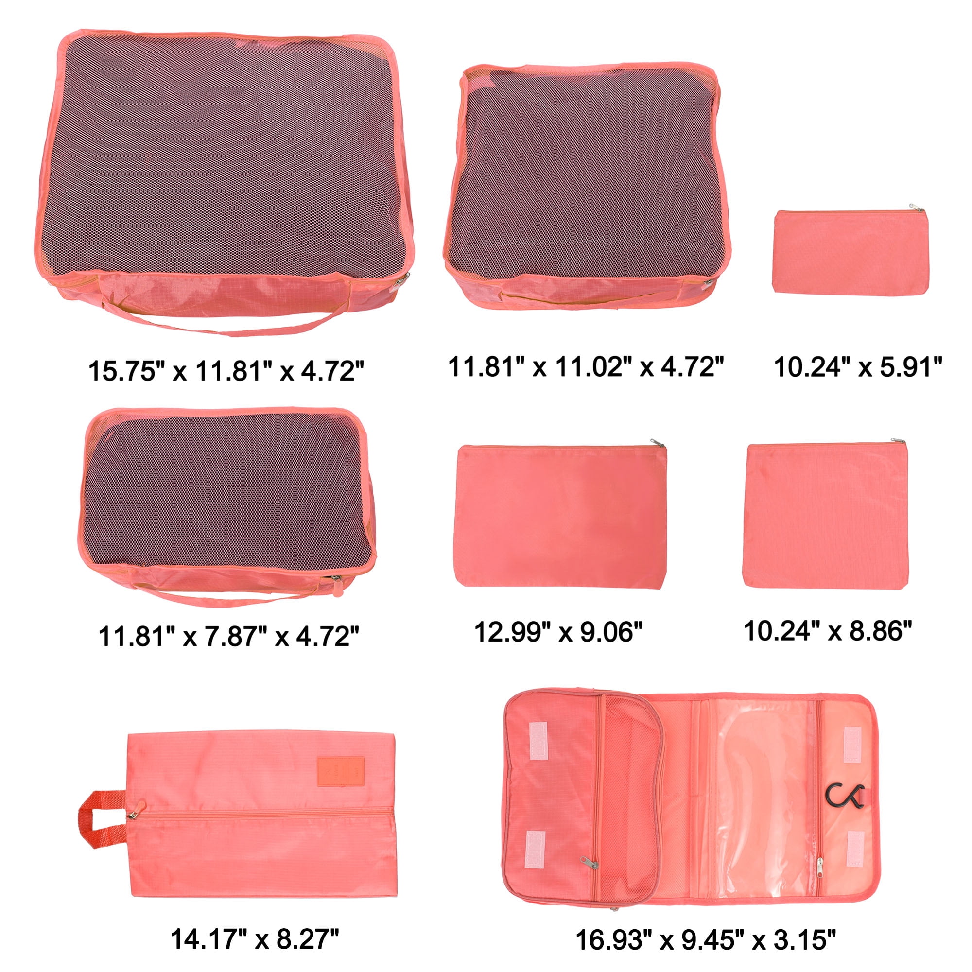 Unique Bargains 8 Pcs Zipper Design Packing Cube Set for Luggage Red