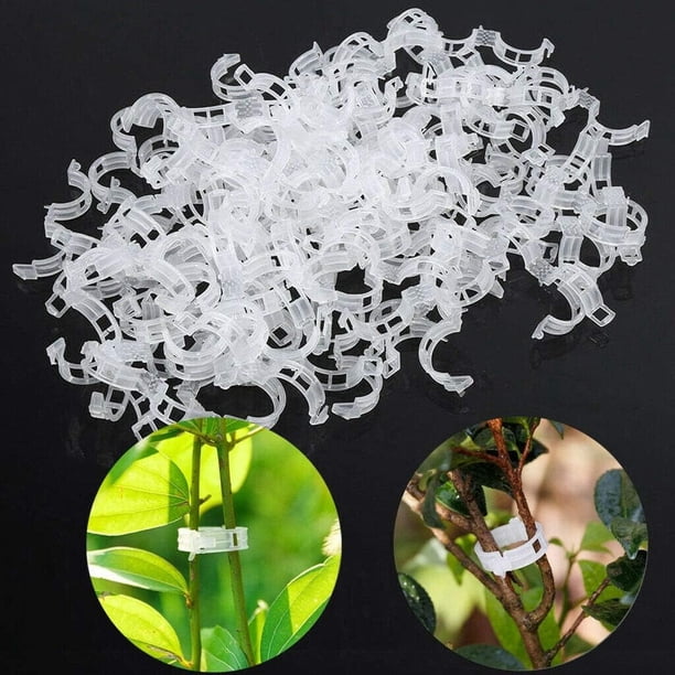 Clips para vegetales, 200PCS Clips de soporte para plantas Clips blancos de enrejado de uso repetido para vegetales de vid, Clips para enrejado de tomate