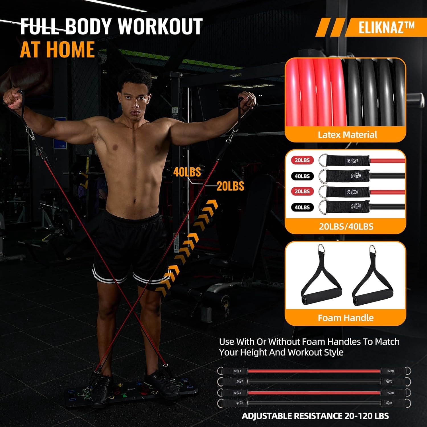 Portable Push Up Board Gym Kit 25-in-1, Foldable Push Up Station & Exercise Board Workout Set with 18 Accessories, Resistance Bands & Handles, Ankle Straps for Men, Women & Teens