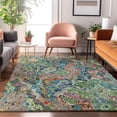 thumbnail image 5 of HomeRoots 666790 3 x 5 ft. Blue, Orange & Green Abstract Washable Machine Made Rectangle Area Rug with UV Protection, 5 of 9