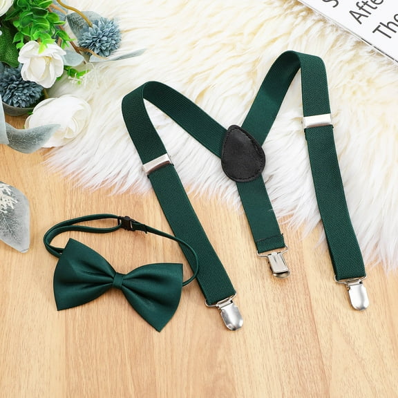 OUNONA Boys Bow Tie Cummerbund and Suspender Set for Kids and Fathers Formal Dress Accessories