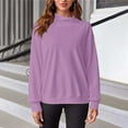 thumbnail image 4 of SBYOJLPB Women's Winter Casual Pullover Sweatshirt Long Sleeve Stand Collar Loose Fit Solid Color Top Purple XL, 4 of 6