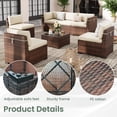 thumbnail image 6 of Poteban 7 Pieces Outdoor Sectional Sofa Set , PE Wicker Rattan Slanted Back Outdoor Conversation with Cushions and Glass Coffee Table for Backyard Garden, Khaki, 6 of 11