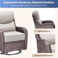 thumbnail image 6 of Giantfurnni Luxury Outdoor Swivel Rocker Patio Chair with 6-Inch Thick Cushion, High Back Wicker Patio Rocking Glider, Ideal for Porch, Deck, Yard, Brown Wicker Beige Cushions, 6 of 11