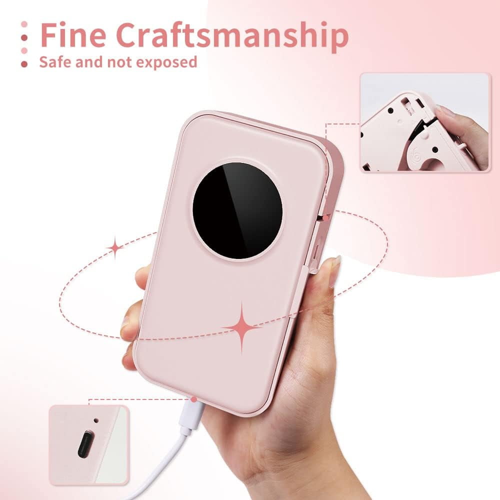 Phomemo D35 Simplify Labeling with the Portable Bluetooth Mini Label Maker - Wireless Mini Labels Maker for Home and Office Organization - Multiple Templates and Easy Smartphone Integration（Pink）