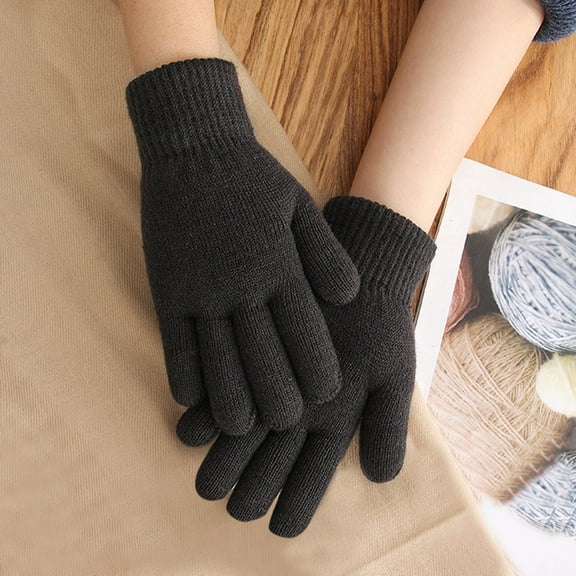 GZWYHT Gloves for Cold Weather,Winter Gloves Women Autumn And Winter Simple Fashion Double Thick Knitted Warm Gloves Fingerless Gloves,Work Gloves,Gloves for Women A