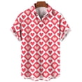 thumbnail image 3 of Camisa hawaiana con estampado 3D de corazón de amor para hombre y mujer, blusa de manga corta con botones para el día de San Valentín, 3 of 4