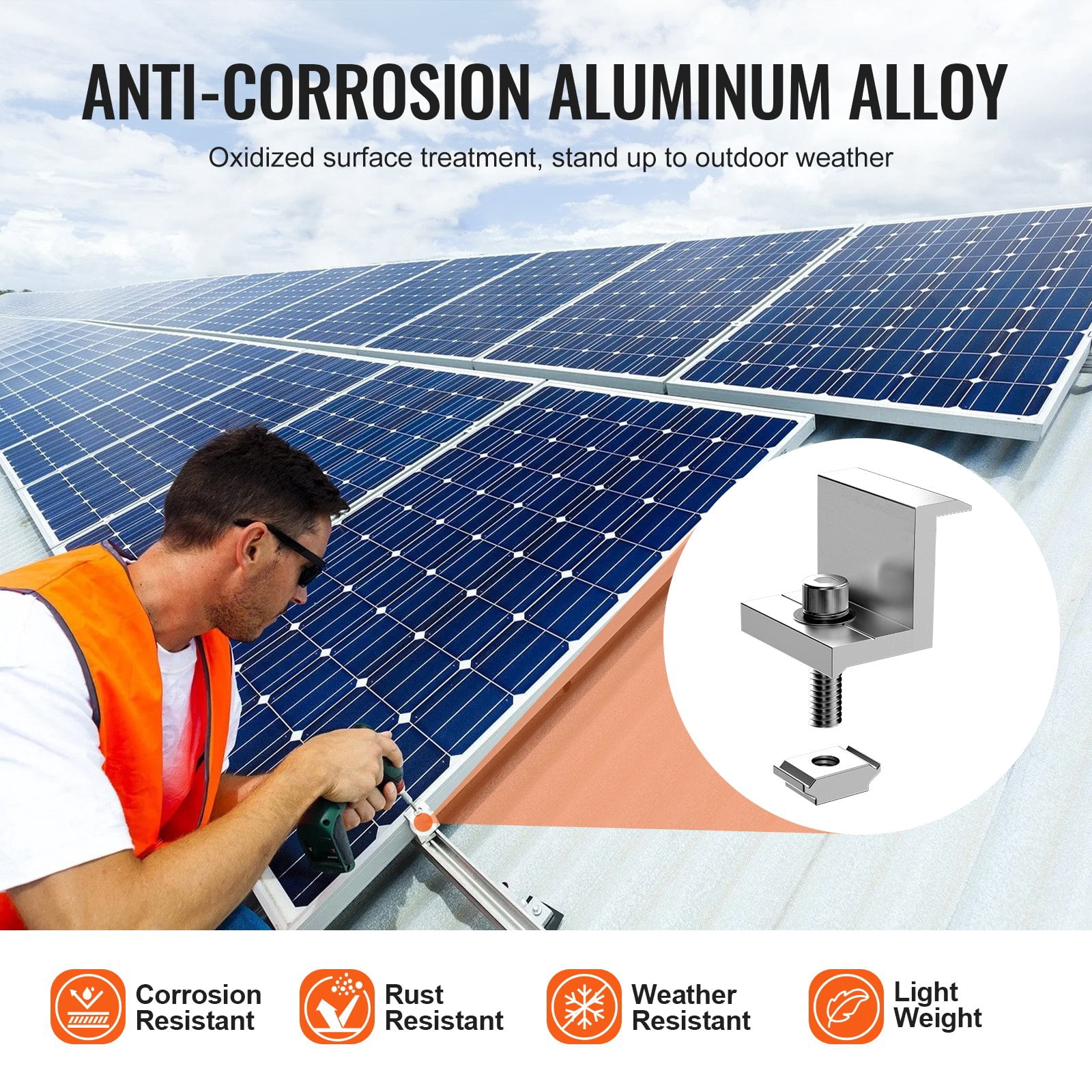 VEVOR Solar Panel Mounting Brackets Kit  Adjustable for Various Roofs, Durable Installation Solution