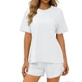 thumbnail image 6 of Two Piece Short Sets for Women Casual Summer Pajama Set Short Sleeve Crew Neck Lounge Matching Set, 6 of 6