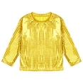 thumbnail image 3 of Alvivi Kids Girls Boys Shiny Metallic Long Sleeve Sports Dance Crop Top T-Shirt Jazz Hip-Hop Dancewer Gold 2-3, 3 of 7