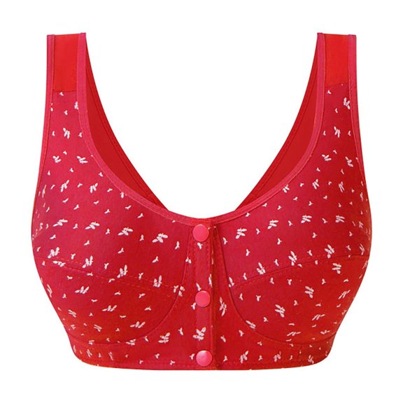 Jamsmile Daisy Bras For Older Women Front Closure Comfortable Wireless Bras Soft Everyday Full Coverage Comfort Sleep Bras