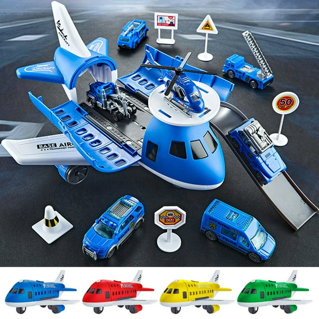 QJUHUNG Christmas Clearance Aircraft Storage Track Playset Multifunctional Airplane & Car Toy with Realistic Modeling - Interactive Airport Roleplay Set for Kids - Includes 1 Plane 4 Ca