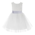 thumbnail image 2 of Ekidsbridal Girl Baptism Flower Girl Dress - Knee Length White Lace V-Back Dress with Tiebow 206T-A (Size: S-10), 2 of 3