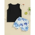 thumbnail image 5 of Musuos Toddler Boy Summer 2 Piece Outfits, 6 12 18 24M 3Y Crew Neck Sleeveless Letter Print Tank Tops + Elastic Waist Shorts Infant Set, 5 of 10