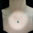 thumbnail image 4 of Rosec Jewels Lab Grown Green Sapphire Pendant Necklace with Moissanite Halo (AAAA Quality), 14K White Gold, 4 of 8