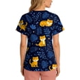 thumbnail image 5 of Kixjoy Scrubs Tops for Women Plus Size Medical Animal Printed Scrubs V Neck Stretchy Short Sleeve Top Lightweight Casual Womens Uniform Tops with Pockets, Dark Blue L, 5 of 6