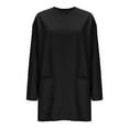 thumbnail image 4 of Bmawag Blouses for Women Plus Size with Pockets Long Sleeve Crew Neck Solid Color Pullover Tops Women's Casual Loose Sweatshirt Black L, 4 of 7