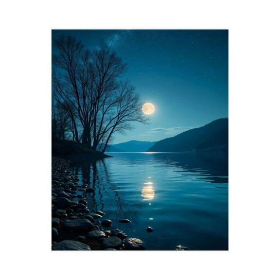 Paint by Numbers Kit for Adults, Moonlit Lake Serenity Night Scene Paint by Numbers, Easy Paint by Numbers Kit for Adults Beginner, DIY Adult Paint by Number Kits on Canvas, 12x16in Home Decor