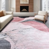 Flatwoven High Traffic Area Rug, Stylish Irregular in Tones, Non Slip, Stain Resistant, Washable Area Rugs for Living Room, Bedroom(Pink, 2X3)