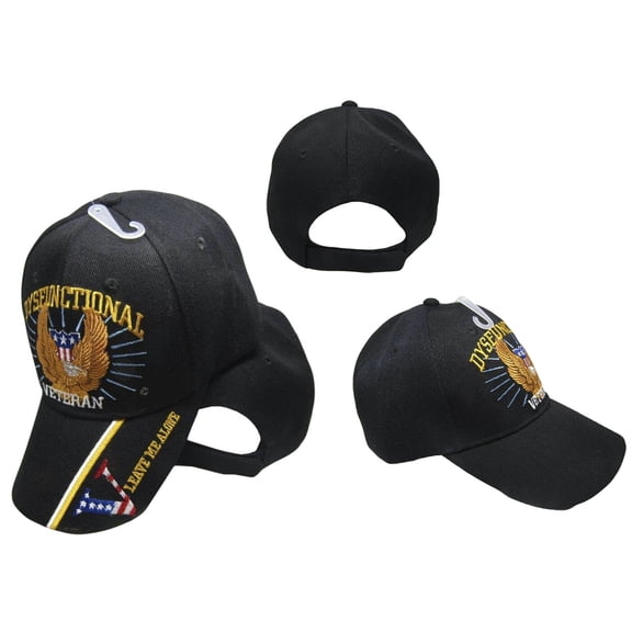 Dysfunctional Vet Veteran Freedom Star Eagle Black Baseball Cap CAP609D Hat