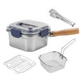 thumbnail image 2 of Siruishop Small Deep Fryer Pot with Lid Leakproof Food Storage Containers with Handle Square Cooking Pot for Chicken French Fries Stews Blue, 2 of 8