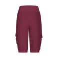 thumbnail image 6 of Lenpel Women's Bermuda Shorts Elastic High Waisted Drawstring Tapered Mid Length Cargo Shorts Summer Casual Shorts with Pockets, 6 of 6