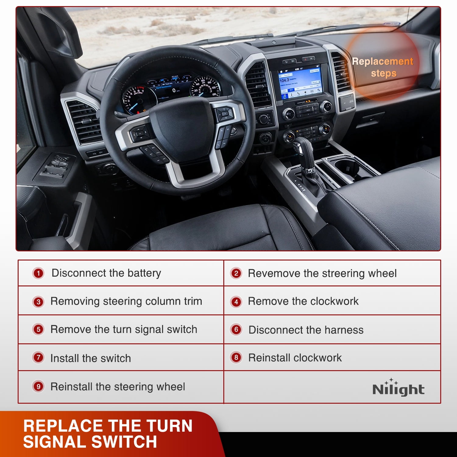 Blinkerschalter Für Ford F-250 F-450 Super Duty (2017-2019) – Ersatzteil SW12074