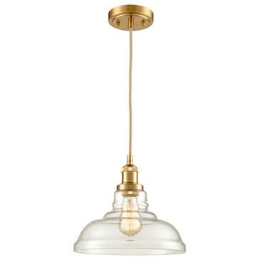 Claxy 11" Gold Pendant Light with Barn Clear Glass Shade