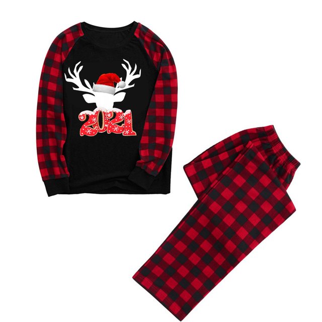 Birdeem Pyjamas de Noël 2020 pour Famille Ensemble de Vêtements de Détente à Carreaux Rouges pour Enfants
