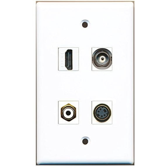 RiteAV - 1 Port HDMI 1 Port RCA White 1 Port S-Video 1 Port BNC Wall Plate