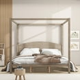 thumbnail image 2 of imerelez King Size Canopy Platform Bed with Headboard and Support Legs, Brown Wash, 2 of 9