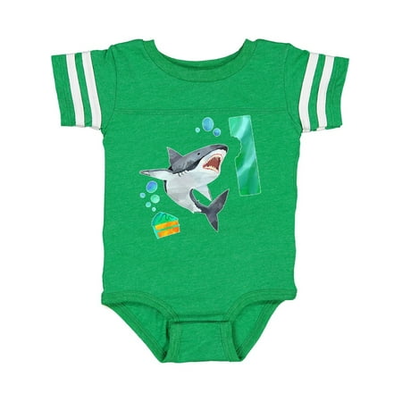 

Inktastic First Birthday Shark with Cake Gift Baby Boy or Baby Girl Bodysuit