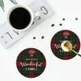 thumbnail image 5 of Balery 6 Pcs Wonderful Time Christmasleather Coasters Set, Drink Table Cup Coasters For Living Room Kitchen Coffee Decor, 5 of 9