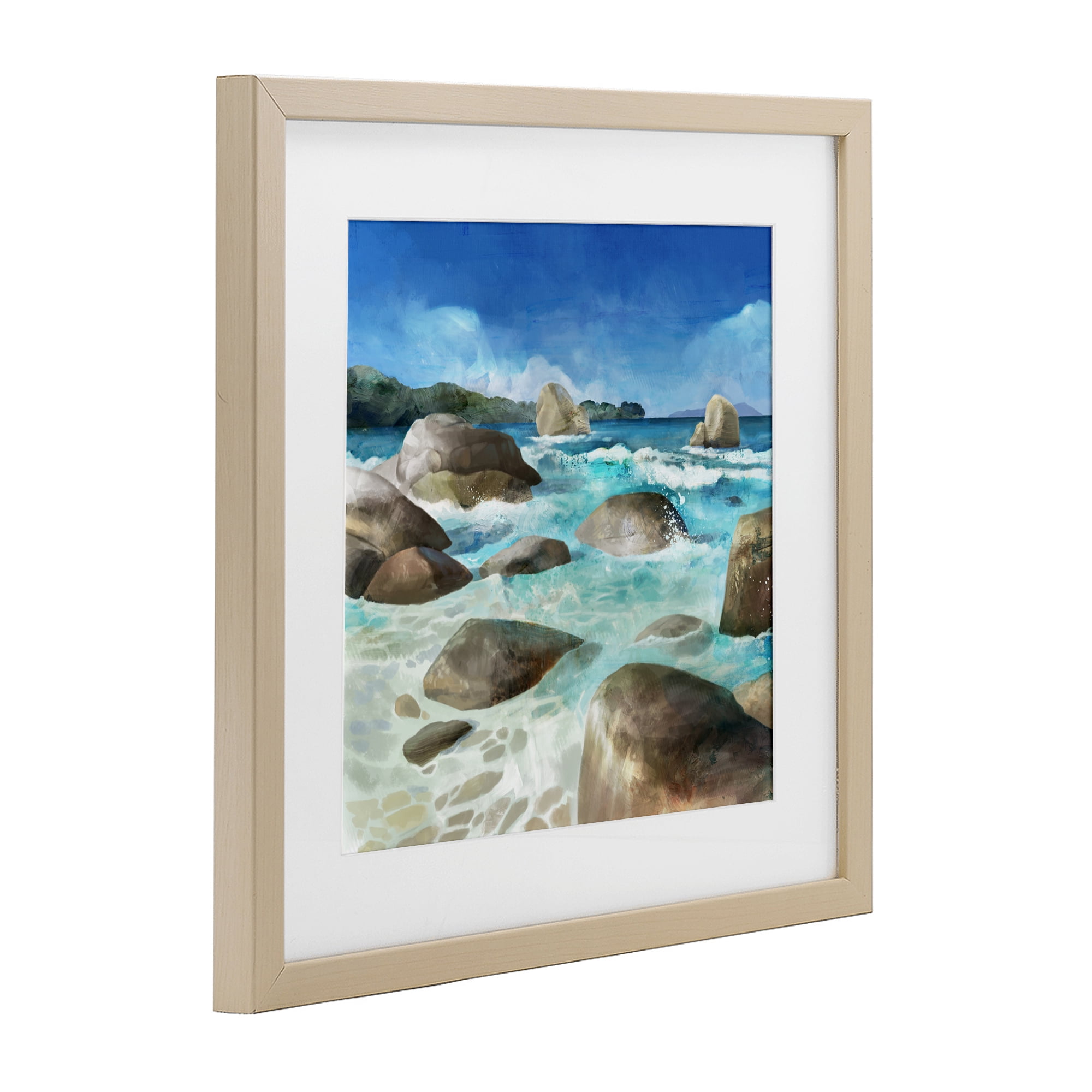 Stupell Industries Low Tide Rocks on Shore Birch Framed Print Under Glass, design by Mauro Devereaux