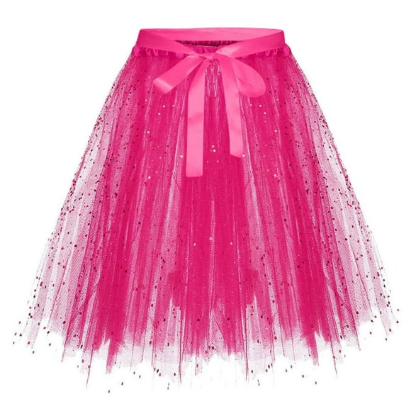 Girls High Elastic Waistband Glitter Mesh Tulle Pleated Skirt (2-17 Years) Gift Ready Perfect Party Wear