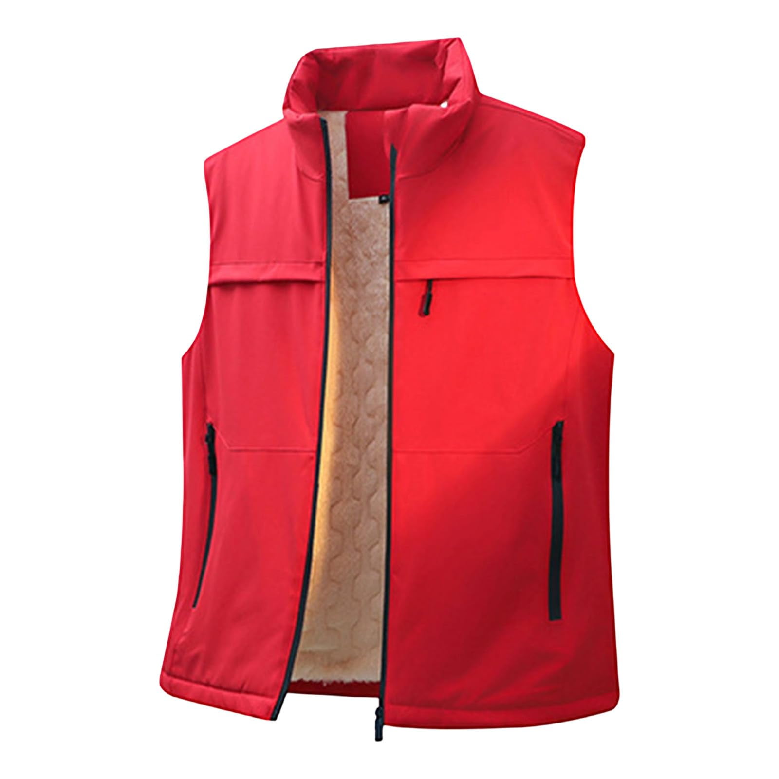 Mens Lightweigh Vest Sleeveless Softshell Jacket Windproof Golf Running Outerwear with Multi Pockets