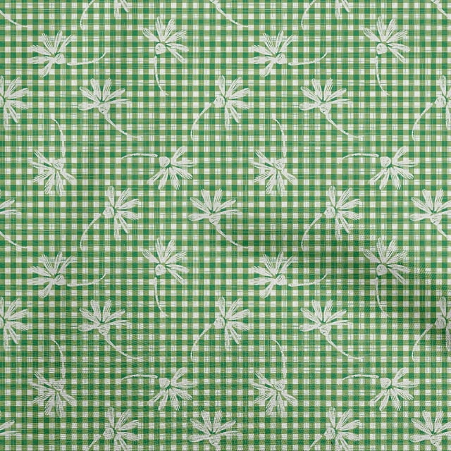 oneOone Cotton Flex Green Fabric Block Craft Projects Decor Fabric Printed By The Yard 40 Inch Wide