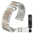 thumbnail image 3 of Uxcell Stainless Steel Watch Bands 22mm Double Pressing Butterfly Clasp Metal Solid Steel Chain Watch Strap, Silver Rose, 3 of 8
