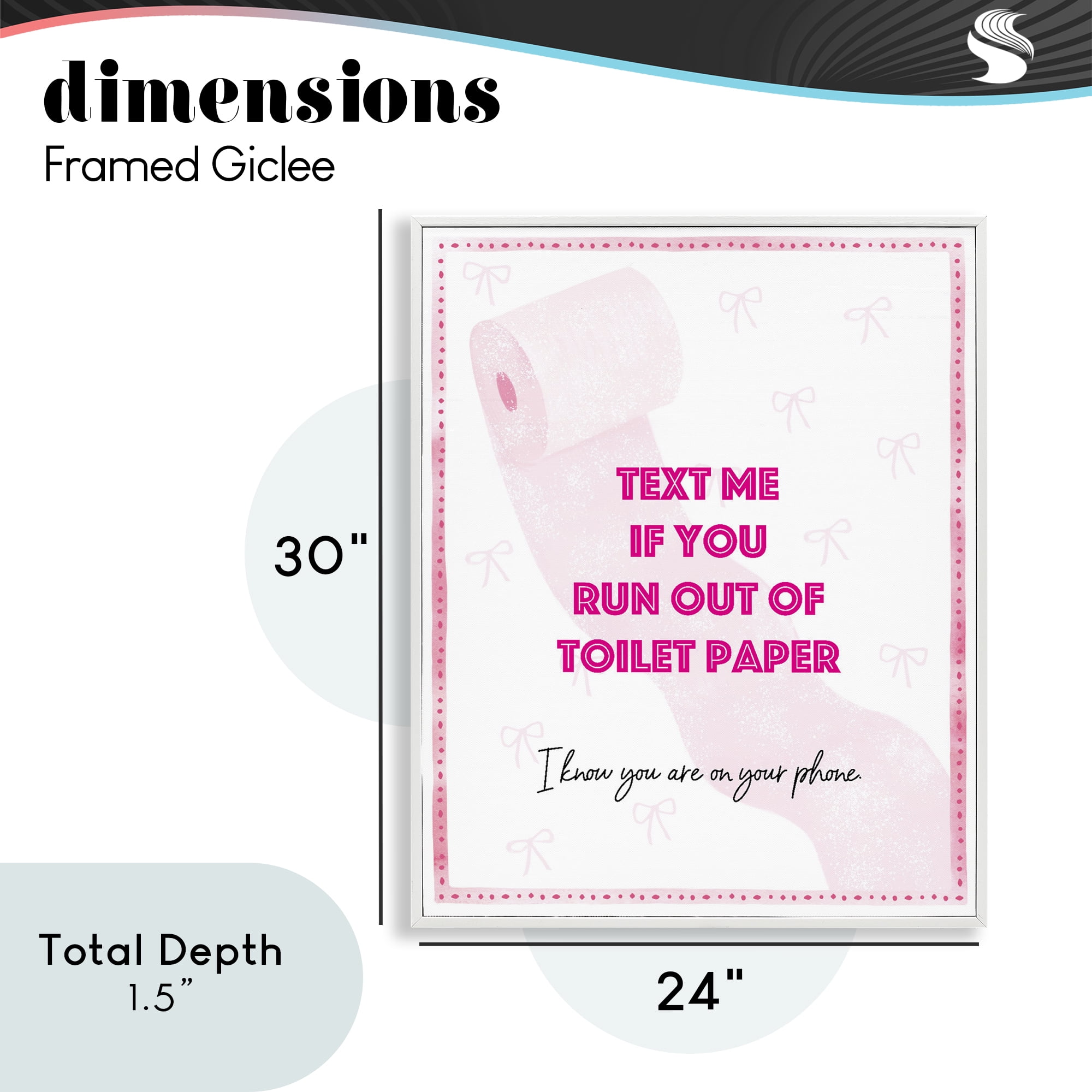 Pink Text for Toilet Paper White Framed Giclee Art, design by Ziwei Li